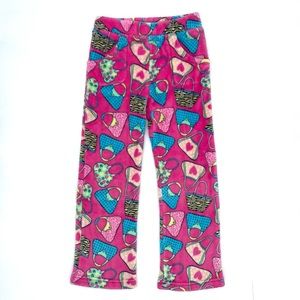 EUC Candy Pink Handbag / Purse Print Fleece Pajama Pants in Pink 7/8